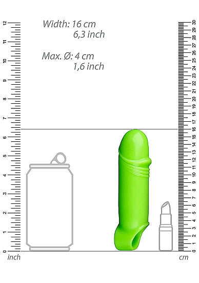 Ouch! Glow in the Dark Smooth Thick Stretchy Penis Sleeve 6.3in Neon Green - Tophatter Daily Deals