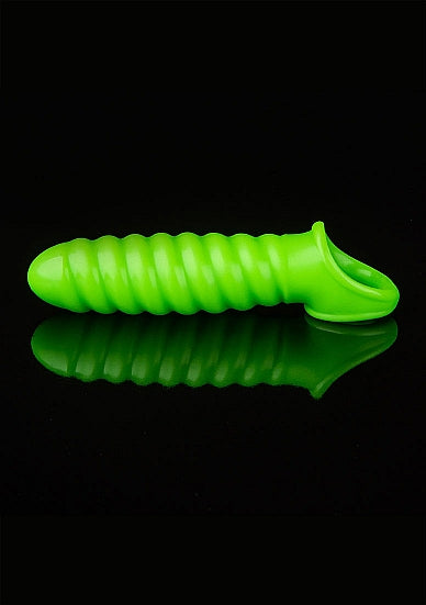 Ouch! Glow in the Dark Swirl Stretchy Penis Sleeve 6.2in Neon Green - Tophatter Daily Deals