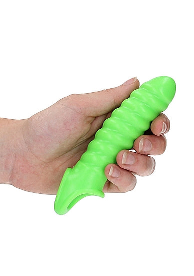 Ouch! Glow in the Dark Swirl Stretchy Penis Sleeve 6.2in Neon Green - Tophatter Daily Deals