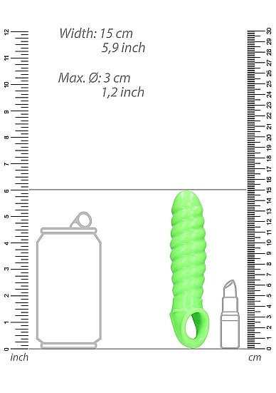 Ouch! Glow in the Dark Swirl Stretchy Penis Sleeve 6.2in Neon Green - Tophatter Daily Deals