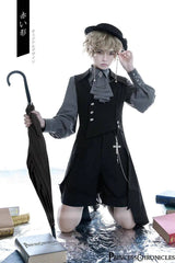 Ouji Lolita Outfit Retro Lolita Medieval Little Prince Irregular Long Vest / Shorts by Princess Chronicles ~ The Shadow - Tophatter Daily Deals