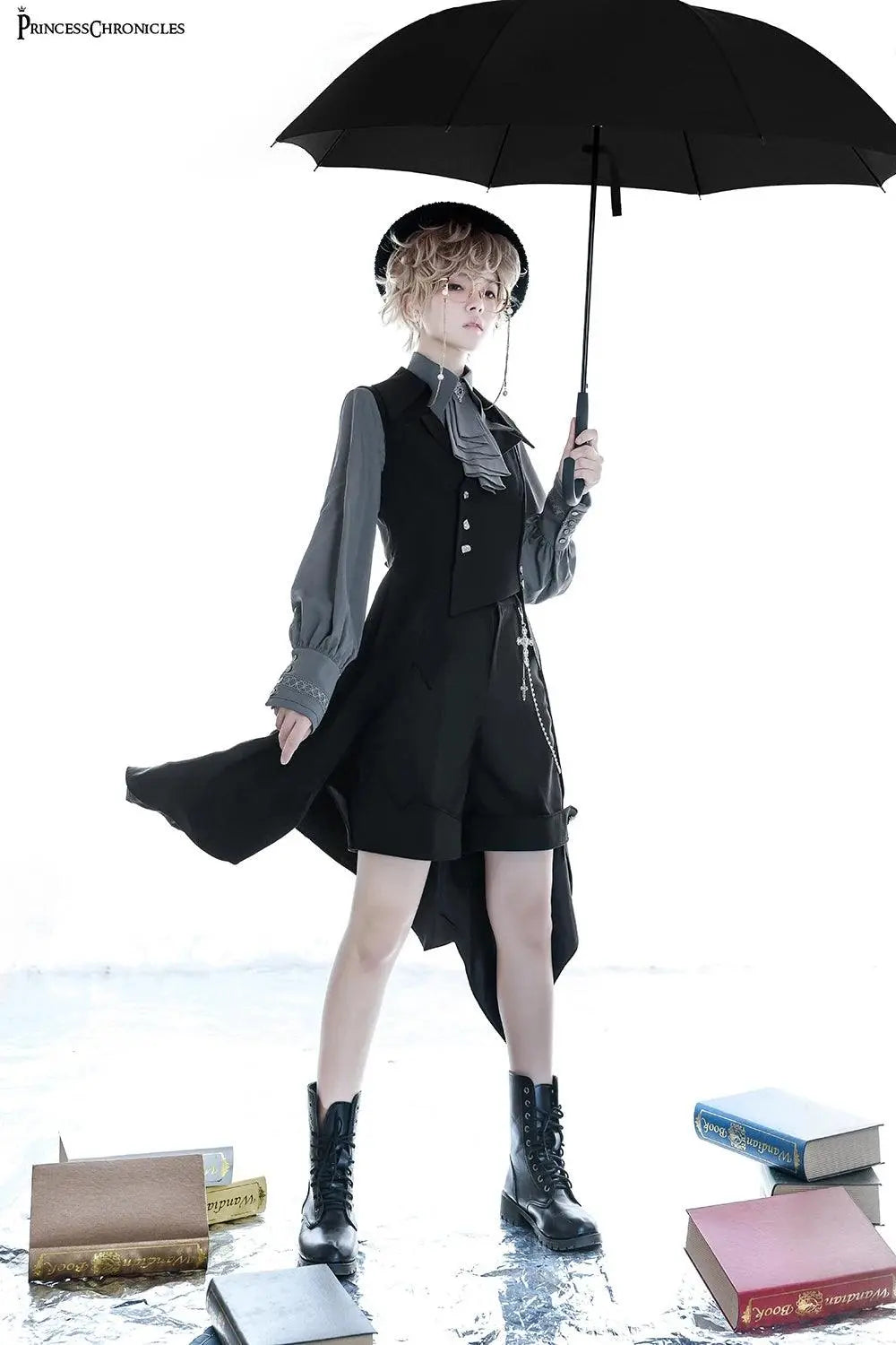 Ouji Lolita Outfit Retro Lolita Medieval Little Prince Irregular Long Vest / Shorts by Princess Chronicles ~ The Shadow - Tophatter Daily Deals