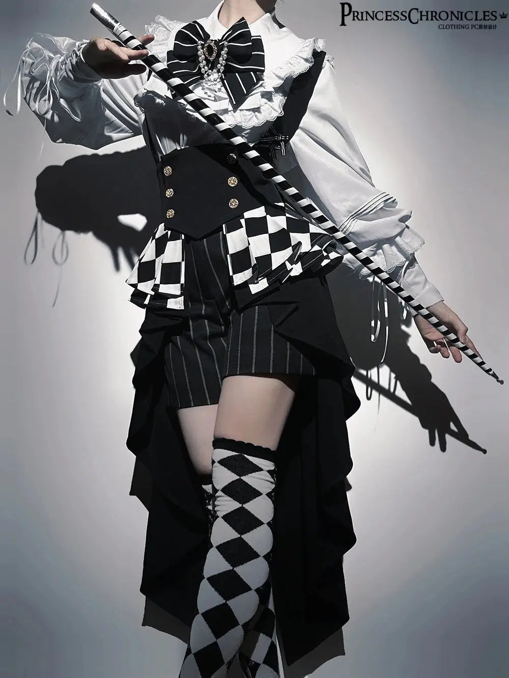 Ouji Outfit Cool Lolita Waist Cincher w. High Low Skirt by Princess Chronicles ~ Rabbit Theater Corset Costume Ouji Lolita Blous - Tophatter Daily Deals