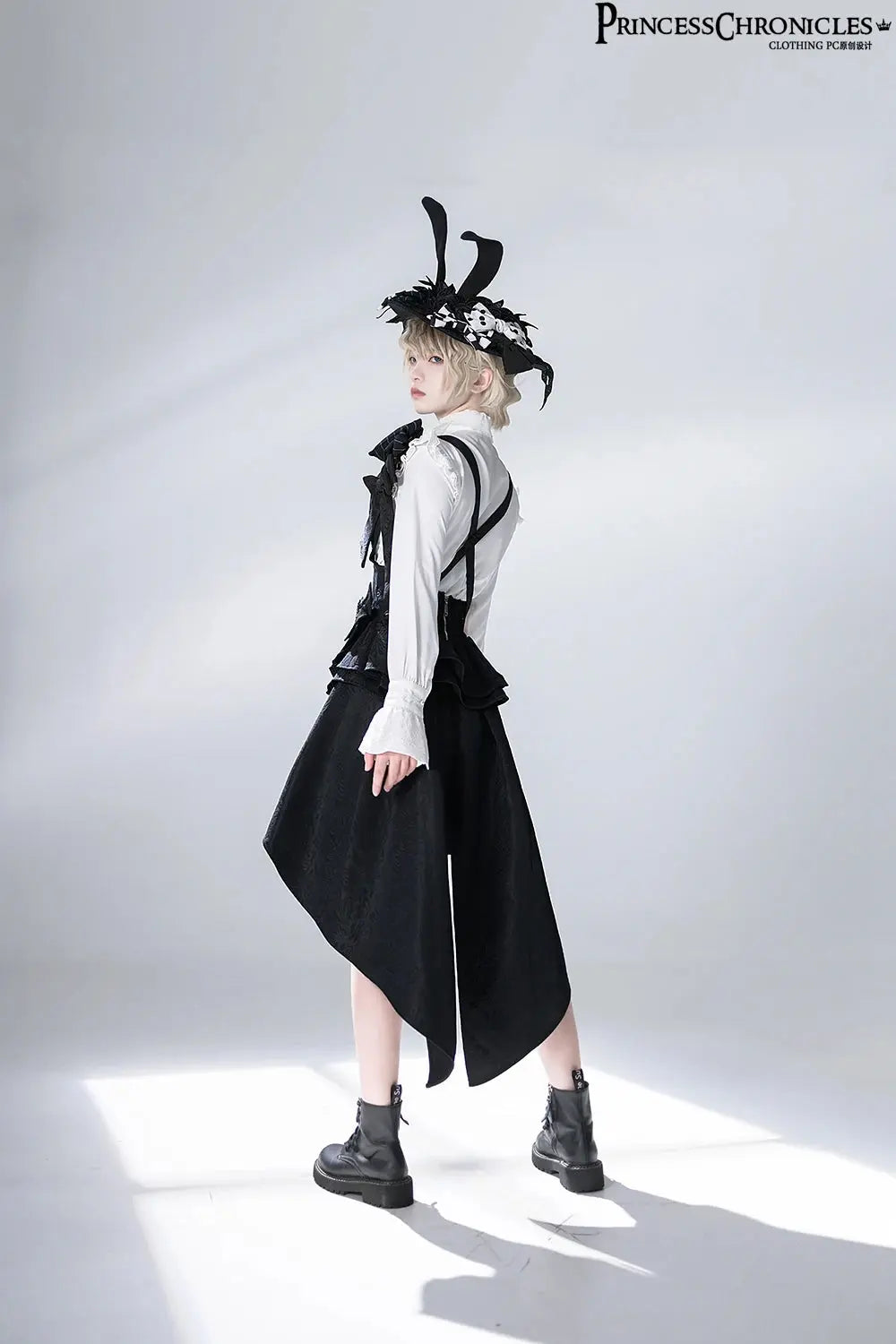 Ouji Outfit Cool Lolita Waist Cincher w. High Low Skirt by Princess Chronicles ~ Rabbit Theater Corset Costume Ouji Lolita Blous - Tophatter Daily Deals