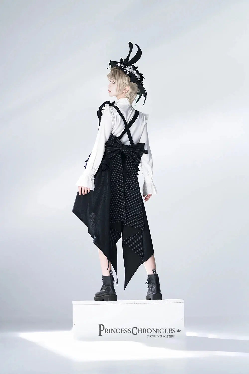 Ouji Outfit Cool Lolita Waist Cincher w. High Low Skirt by Princess Chronicles ~ Rabbit Theater Corset Costume Ouji Lolita Blous - Tophatter Daily Deals