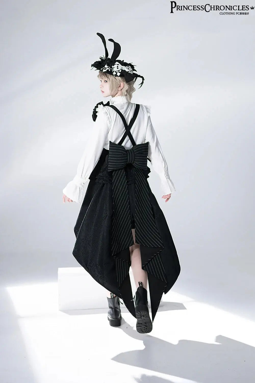 Ouji Outfit Cool Lolita Waist Cincher w. High Low Skirt by Princess Chronicles ~ Rabbit Theater Corset Costume Ouji Lolita Blous - Tophatter Daily Deals