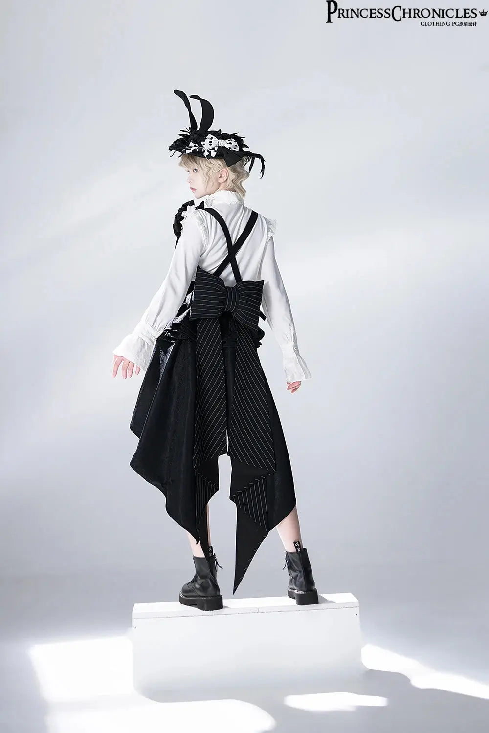 Ouji Outfit Cool Lolita Waist Cincher w. High Low Skirt by Princess Chronicles ~ Rabbit Theater Corset Costume Ouji Lolita Blous - Tophatter Daily Deals