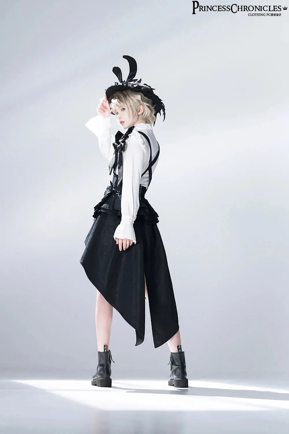 Ouji Outfit Cool Lolita Waist Cincher w. High Low Skirt by Princess Chronicles ~ Rabbit Theater Corset Costume Ouji Lolita Blous - Tophatter Daily Deals