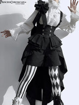Ouji Outfit Cool Lolita Waist Cincher w. High Low Skirt by Princess Chronicles ~ Rabbit Theater Corset Costume Ouji Lolita Blous - Tophatter Daily Deals