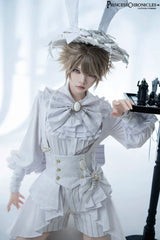 Ouji Outfit Cool Lolita Waist Cincher w. High Low Skirt by Princess Chronicles ~ Rabbit Theater Corset Costume Ouji Lolita Blous - Tophatter Daily Deals
