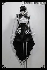 Ouji Outfit Cool Lolita Waist Cincher w. High Low Skirt by Princess Chronicles ~ Rabbit Theater Corset Costume Ouji Lolita Blous - Tophatter Daily Deals