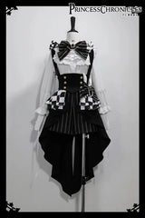 Ouji Outfit Cool Lolita Waist Cincher w. High Low Skirt by Princess Chronicles ~ Rabbit Theater Corset Costume Ouji Lolita Blous - Tophatter Daily Deals