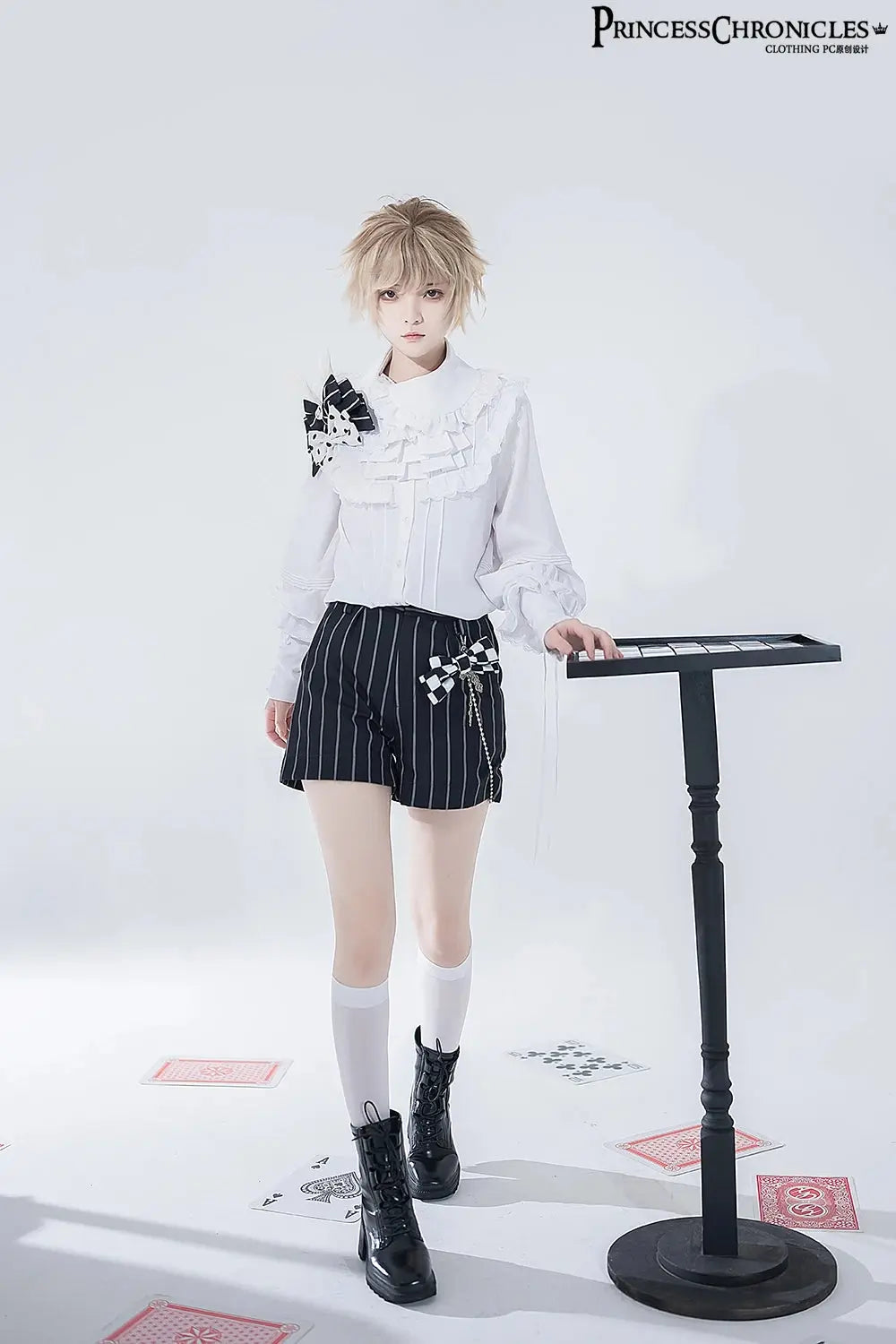 Ouji Outfit Cool Lolita Waist Cincher w. High Low Skirt by Princess Chronicles ~ Rabbit Theater Corset Costume Ouji Lolita Blous - Tophatter Daily Deals