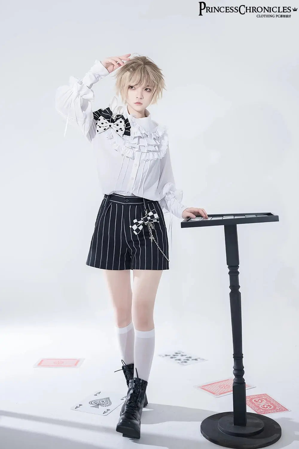 Ouji Outfit Cool Lolita Waist Cincher w. High Low Skirt by Princess Chronicles ~ Rabbit Theater Corset Costume Ouji Lolita Blous - Tophatter Daily Deals