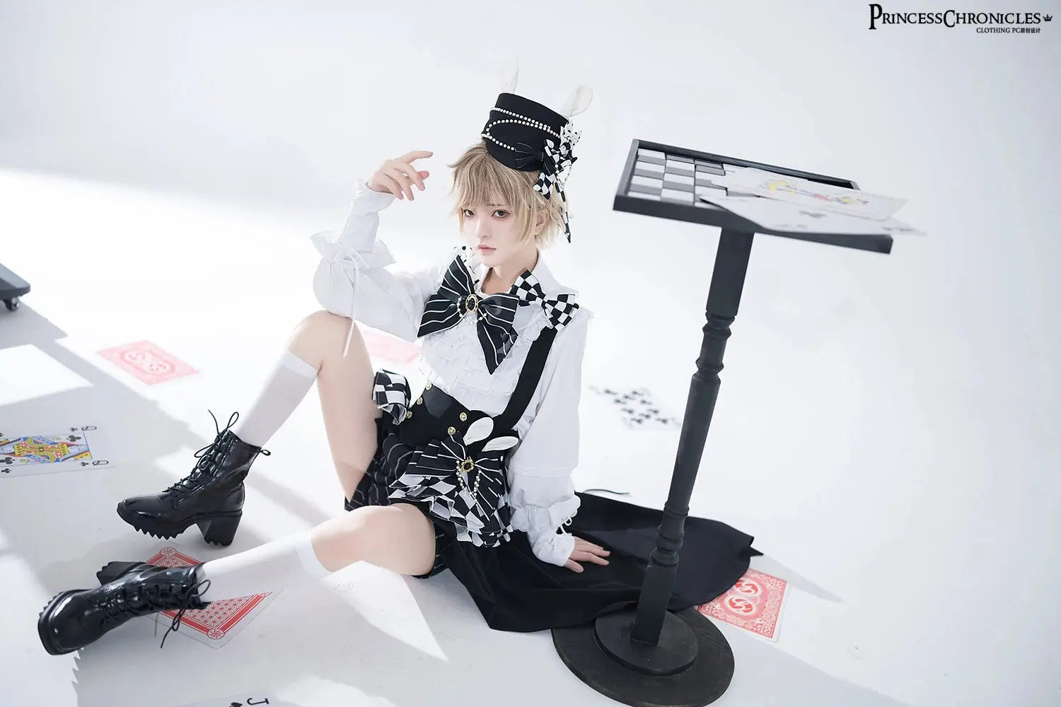 Ouji Outfit Cool Lolita Waist Cincher w. High Low Skirt by Princess Chronicles ~ Rabbit Theater Corset Costume Ouji Lolita Blous - Tophatter Daily Deals