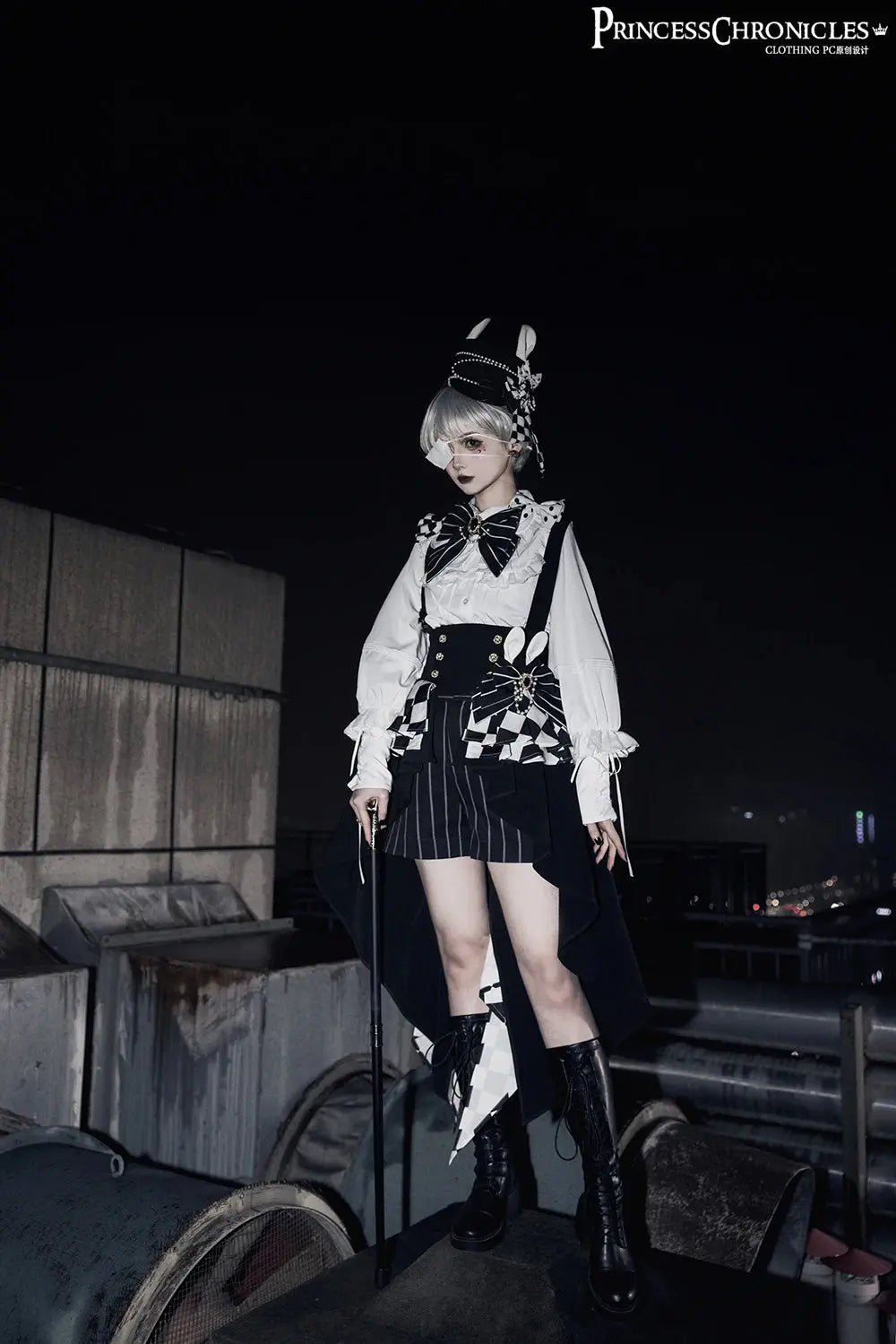 Ouji Outfit Cool Lolita Waist Cincher w. High Low Skirt by Princess Chronicles ~ Rabbit Theater Corset Costume Ouji Lolita Blous - Tophatter Daily Deals