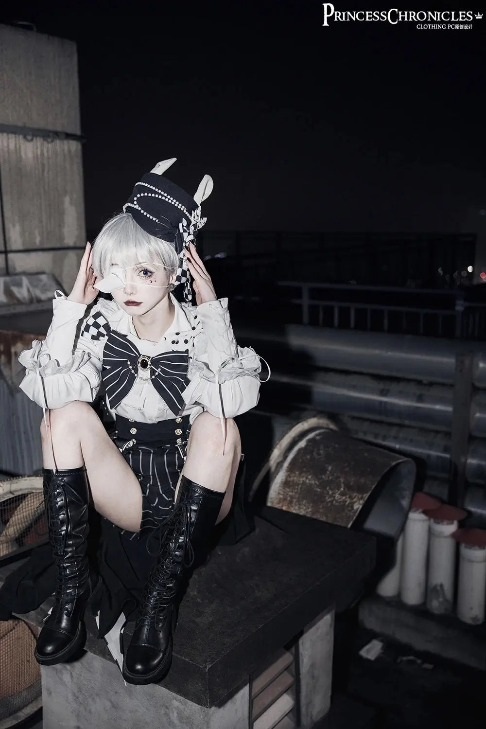 Ouji Outfit Cool Lolita Waist Cincher w. High Low Skirt by Princess Chronicles ~ Rabbit Theater Corset Costume Ouji Lolita Blous - Tophatter Daily Deals