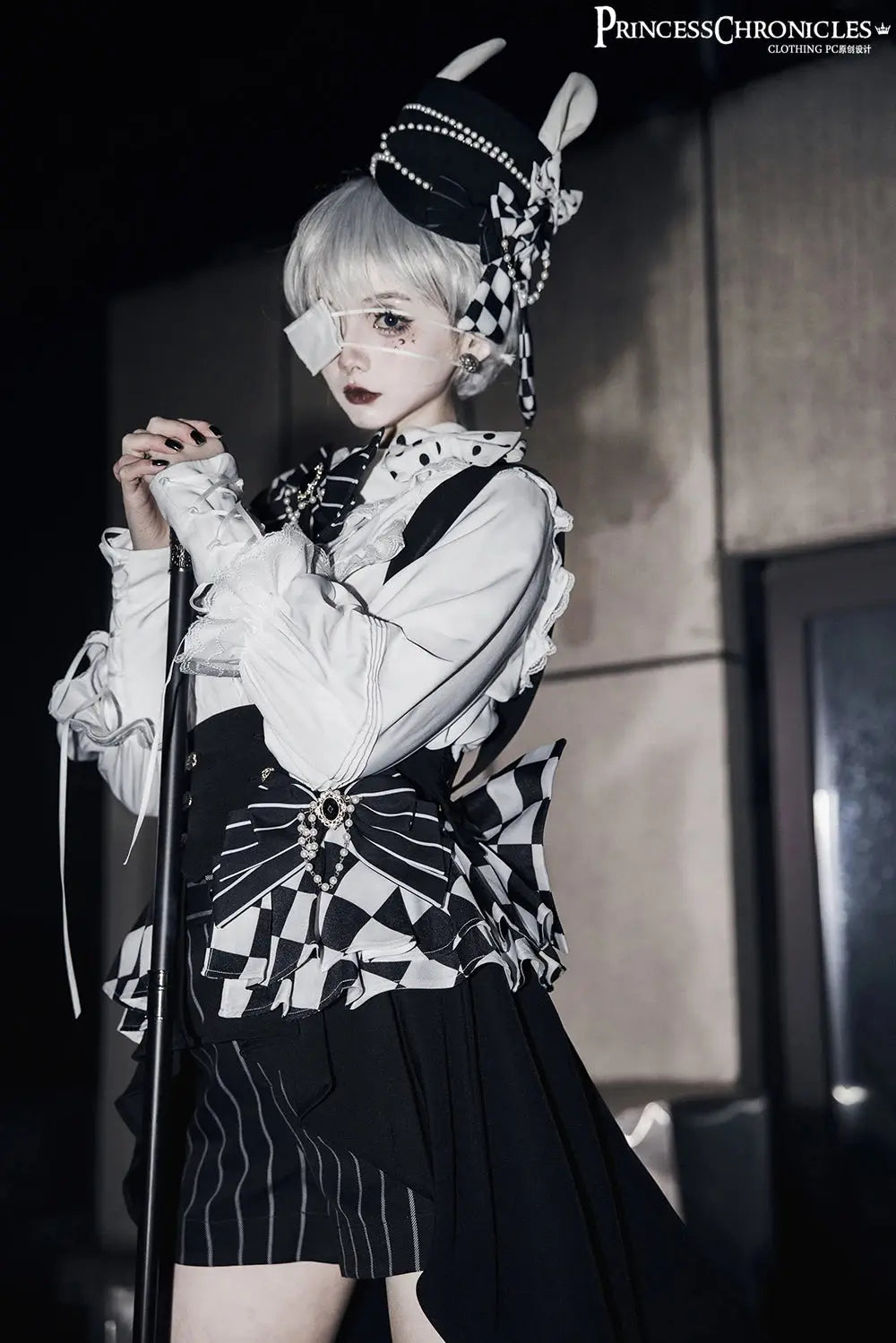Ouji Outfit Cool Lolita Waist Cincher w. High Low Skirt by Princess Chronicles ~ Rabbit Theater Corset Costume Ouji Lolita Blous - Tophatter Daily Deals