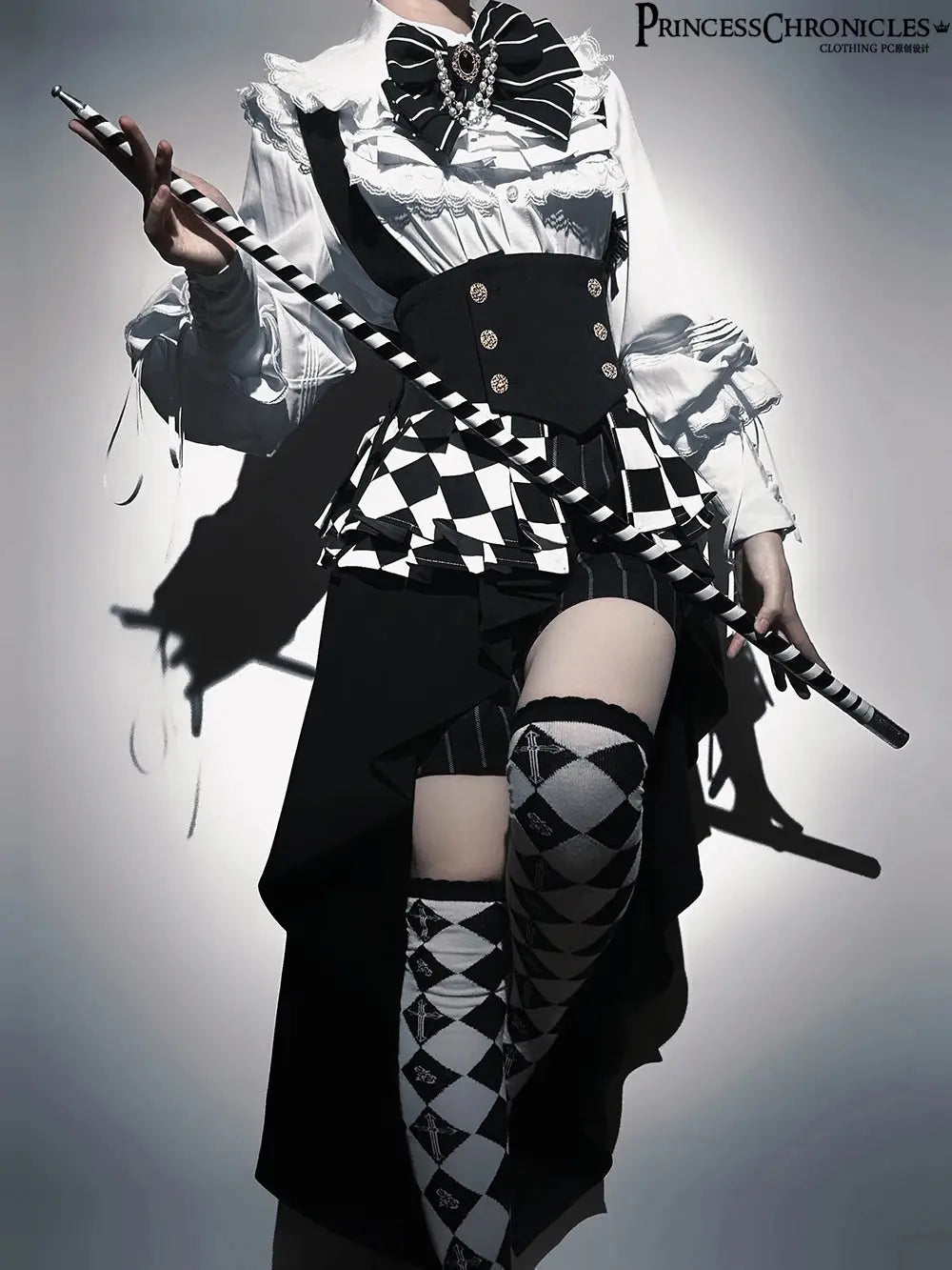 Ouji Outfit Cool Lolita Waist Cincher w. High Low Skirt by Princess Chronicles ~ Rabbit Theater Corset Costume Ouji Lolita Blous - Tophatter Daily Deals
