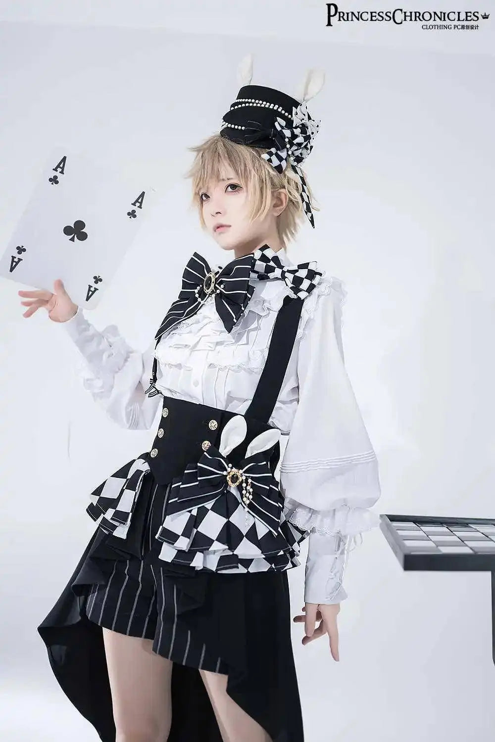 Ouji Outfit Cool Lolita Waist Cincher w. High Low Skirt by Princess Chronicles ~ Rabbit Theater Corset Costume Ouji Lolita Blous - Tophatter Daily Deals