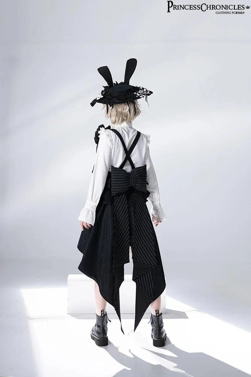 Ouji Outfit Cool Lolita Waist Cincher w. High Low Skirt by Princess Chronicles ~ Rabbit Theater Corset Costume Ouji Lolita Blous - Tophatter Daily Deals