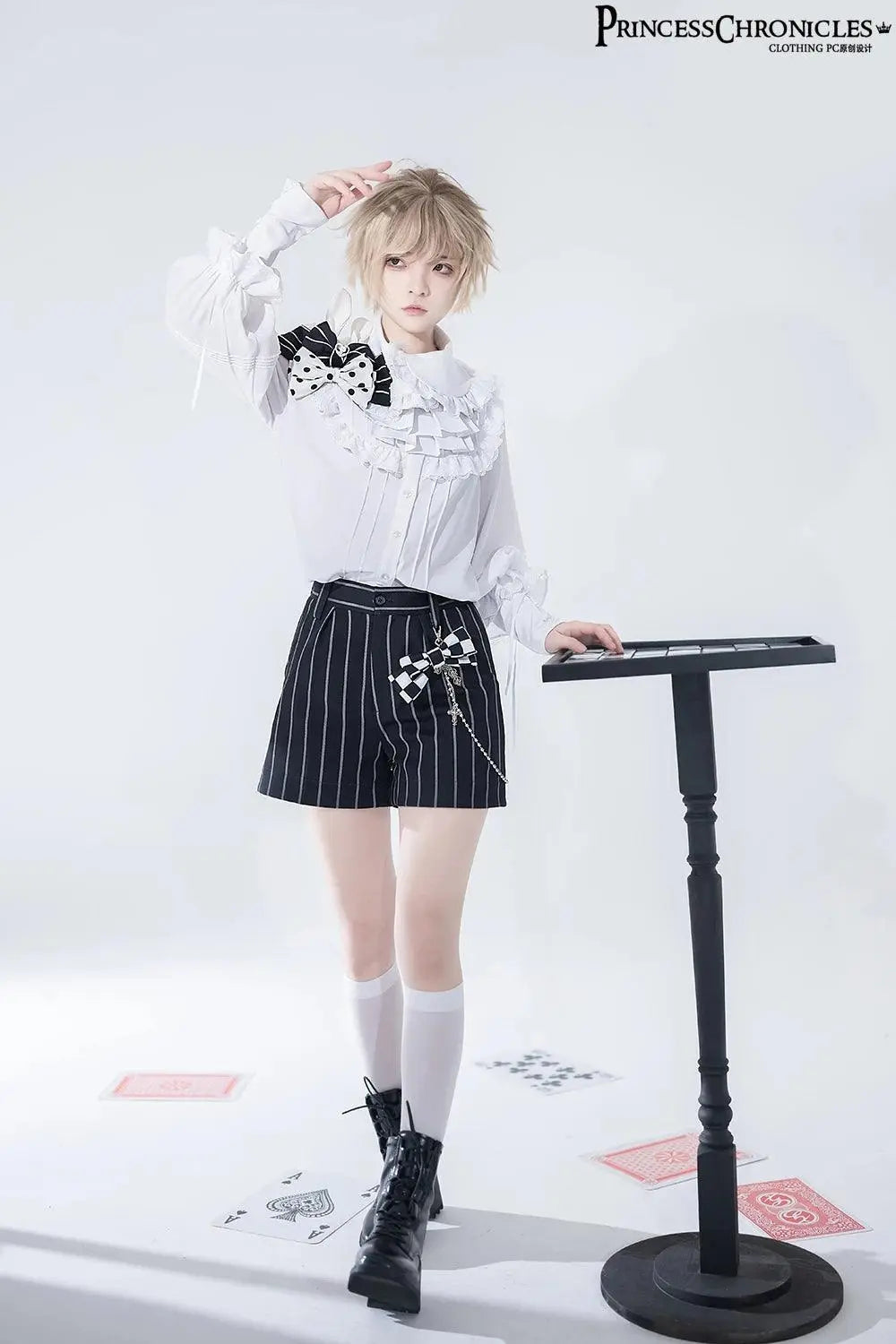 Ouji Outfit Cool Lolita Waist Cincher w. High Low Skirt by Princess Chronicles ~ Rabbit Theater Corset Costume Ouji Lolita Blous - Tophatter Daily Deals