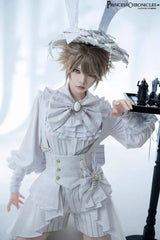 Ouji Outfit Cool Lolita Waist Cincher w. High Low Skirt by Princess Chronicles ~ Rabbit Theater Corset Costume Ouji Lolita Blous - Tophatter Daily Deals