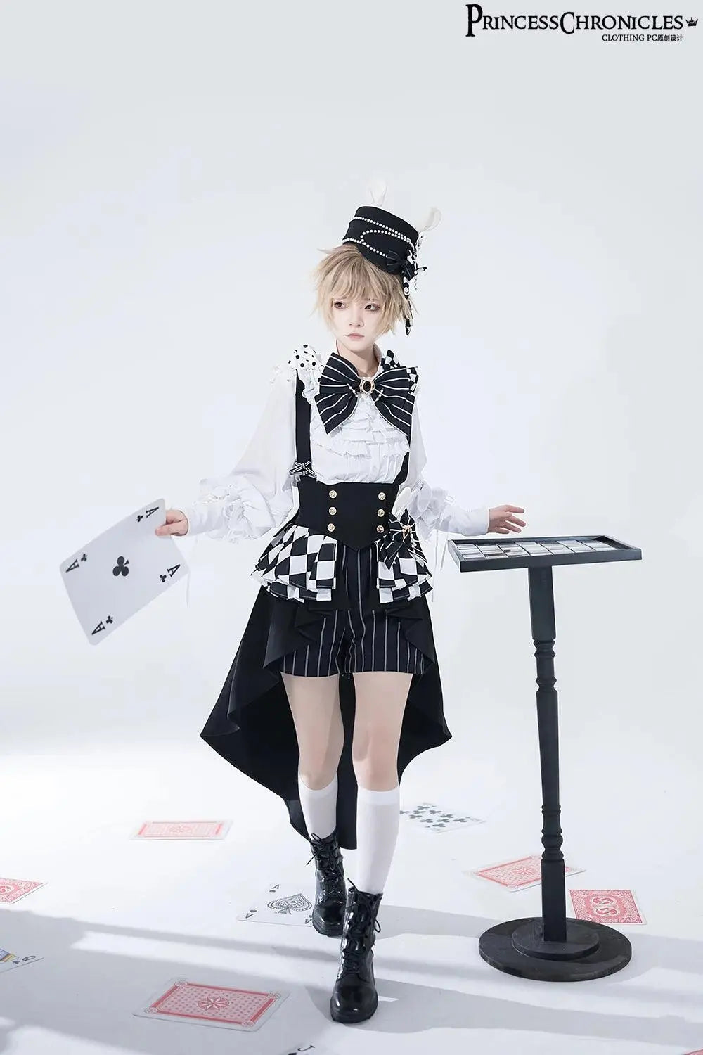 Ouji Outfit Cool Lolita Waist Cincher w. High Low Skirt by Princess Chronicles ~ Rabbit Theater Corset Costume Ouji Lolita Blous - Tophatter Daily Deals