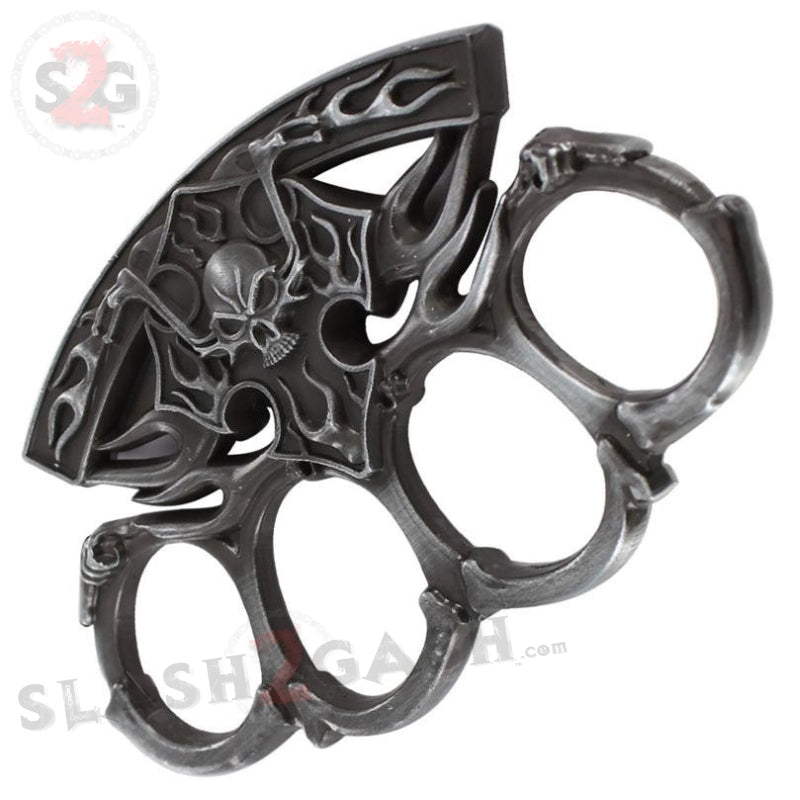 Out of the Flames Retribution Biker Skull Knuckles Paperweight Belt Buckle - Tophatter Daily Deals