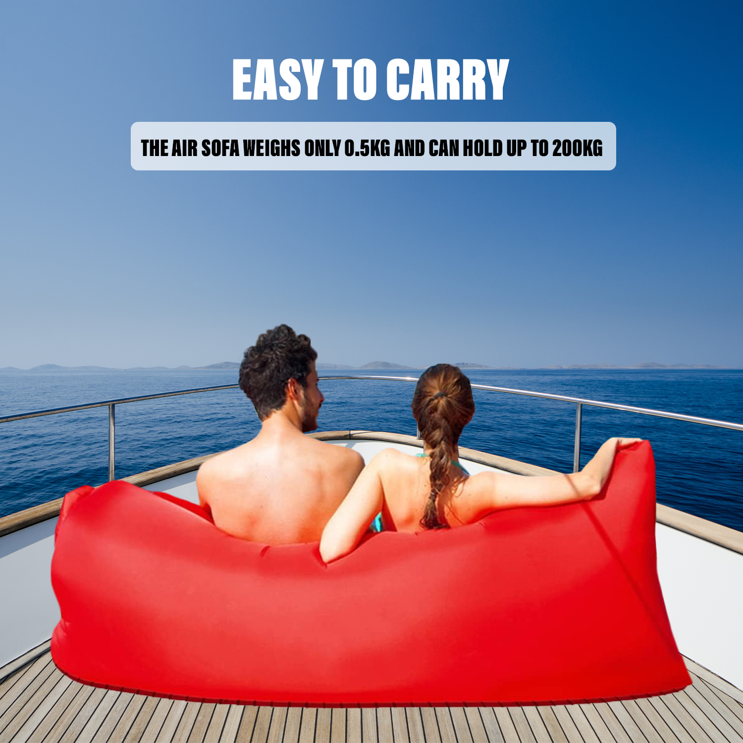 Inflatable Beach Lounger - Portable Sofa Air Bed Lounger Sofa Sack Beach Bag Camping Outdoor Recreation - Tophatter Daily Deals