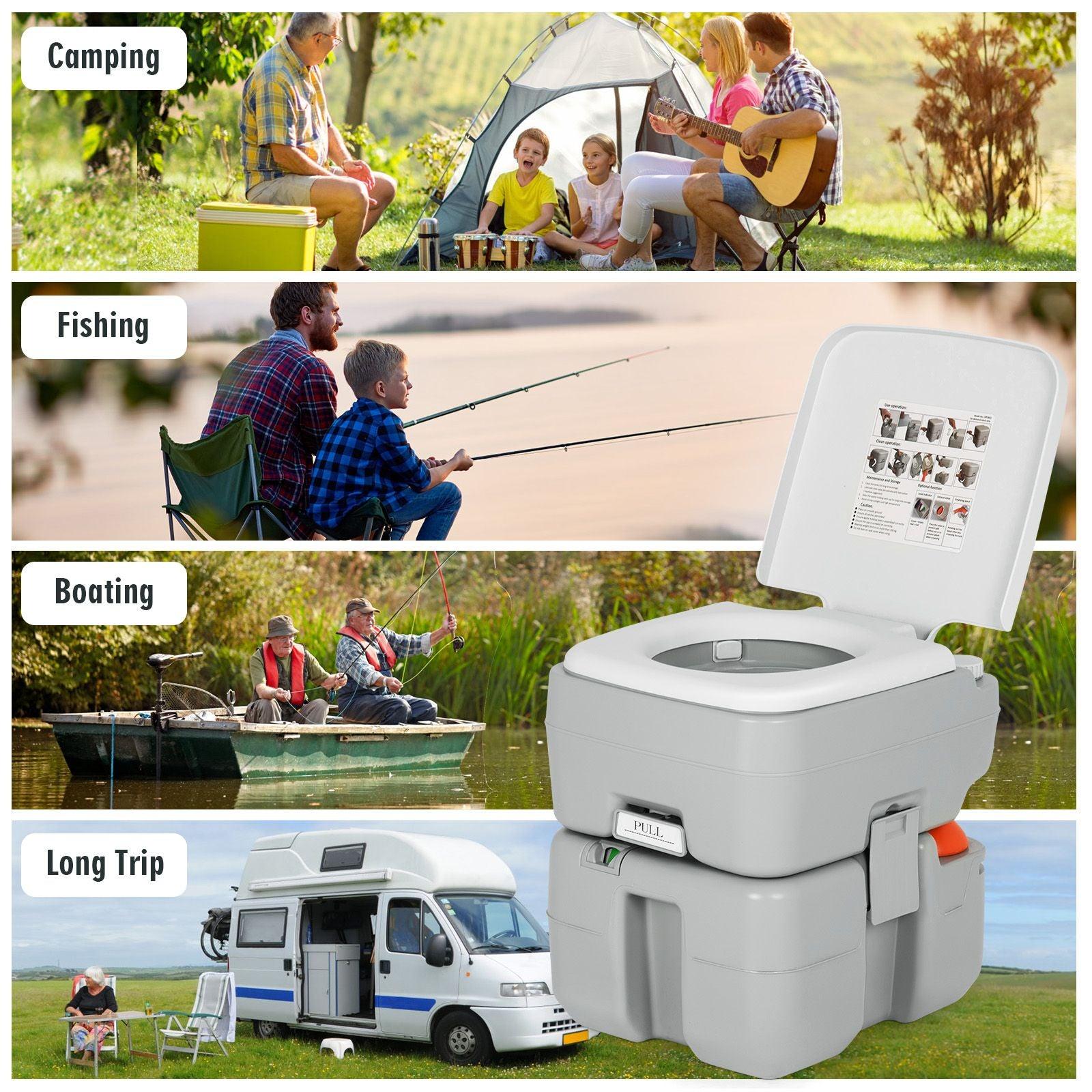 Portable Camping Toilet - 20L Outdoor Toilet Camping Toilet Caravan Commode Flushing Potty RV Trips - Tophatter Daily Deals