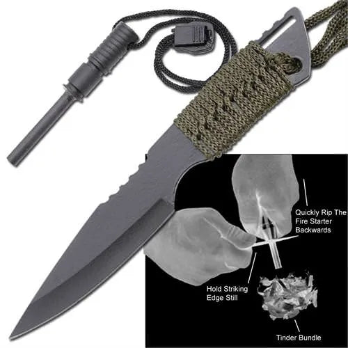 Outdoor Emergency Drop Point Knife with Fire Starter - Tophatter Daily Deals