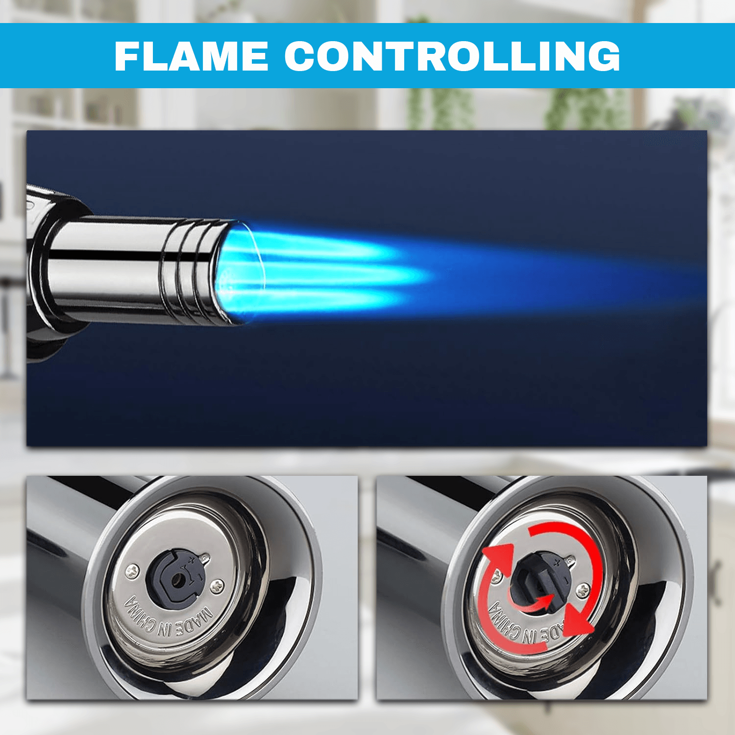 Blow Torch For Cooking - Adjustable Flame Kitchen Torch for Baking, Desserts & BBQ | Safety Lock & Refillable Household - Tophatter Daily Deals