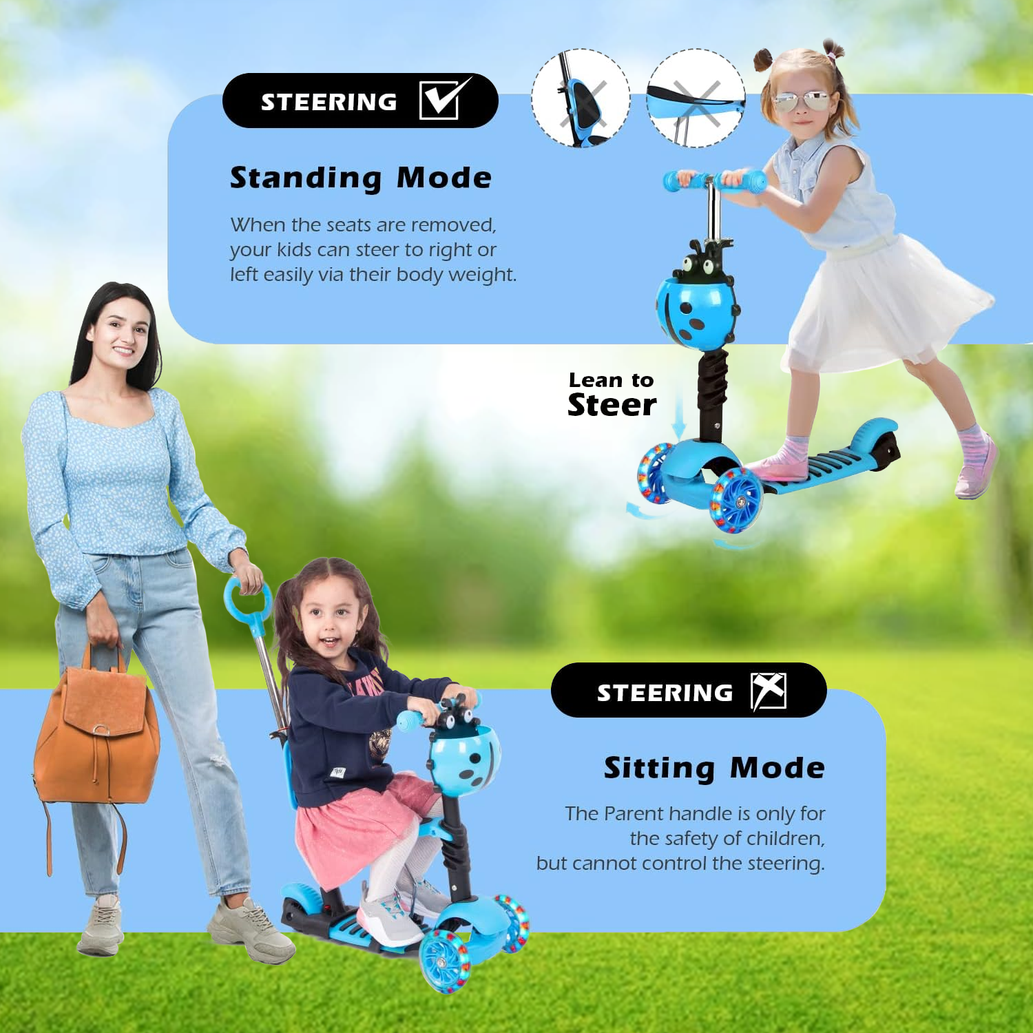 Kids Push Scooter – 3-Wheel Scooter with Adjustable Handlebar & LED Flashing Wheels Cycling - Tophatter Daily Deals