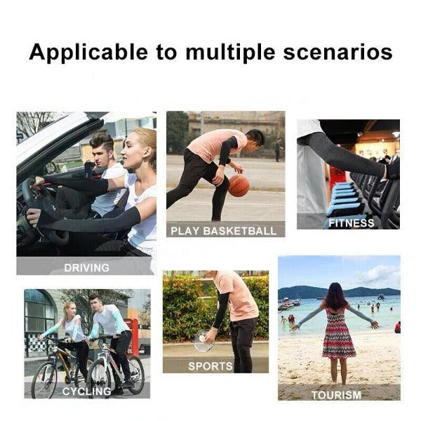 UV Protection Arm Sleeves - Breathable Sun Arm Sleeves, for Summer Sport Running Cycling Climbing Driving Golf Cycling - Tophatter Daily Deals