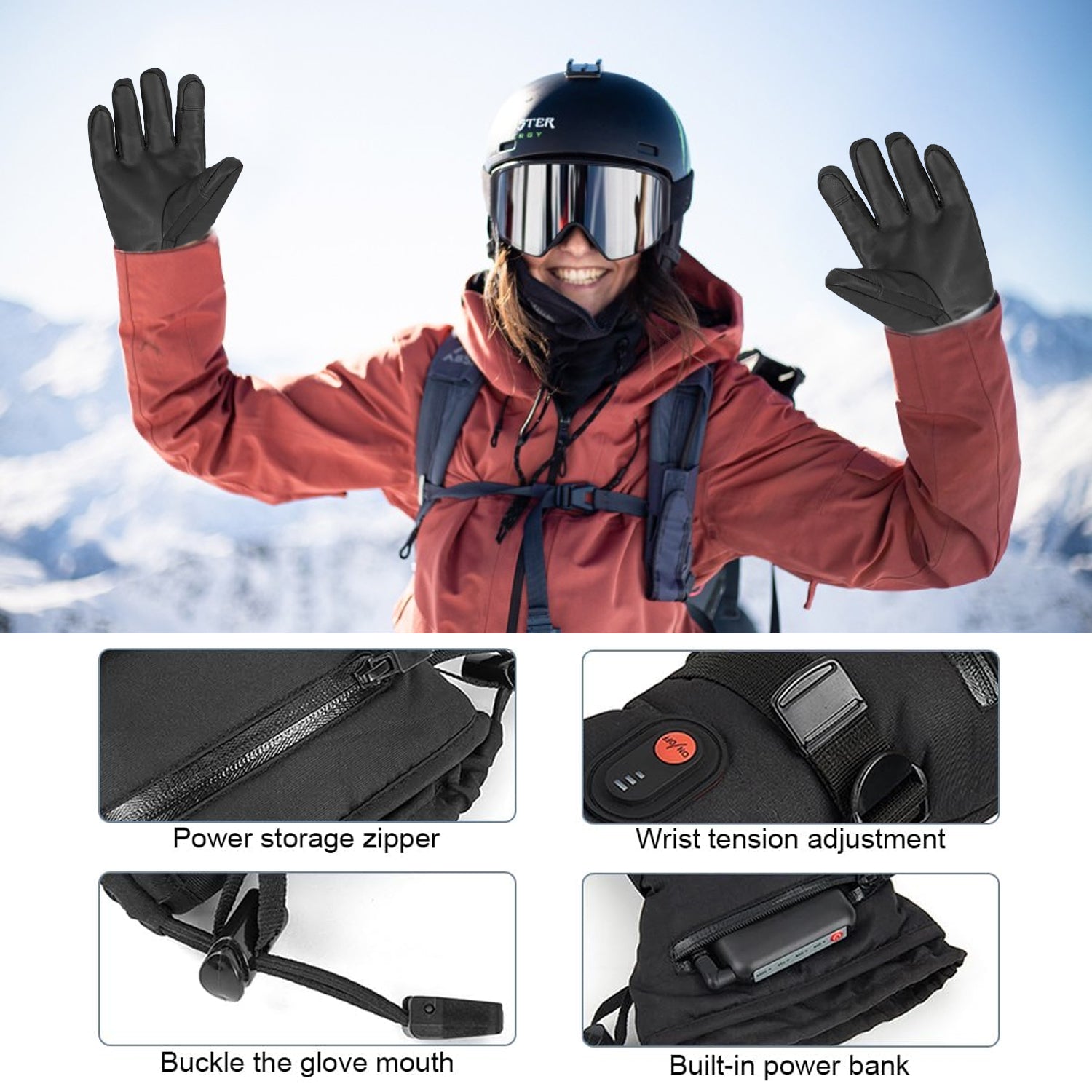 Rechargeable Heated Gloves - 6000mAh Electric Thermal Non-Slip Touch Screen Winter Gloves Rechargeable heated gloves - Tophatter Daily Deals
