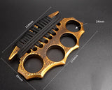 Outdoor self-defense metal brass knuckles duster four-finger hand buckle fitness training boxing finger buckle knuckle fist buckle defense broken window protective gear - Tophatter Daily Deals