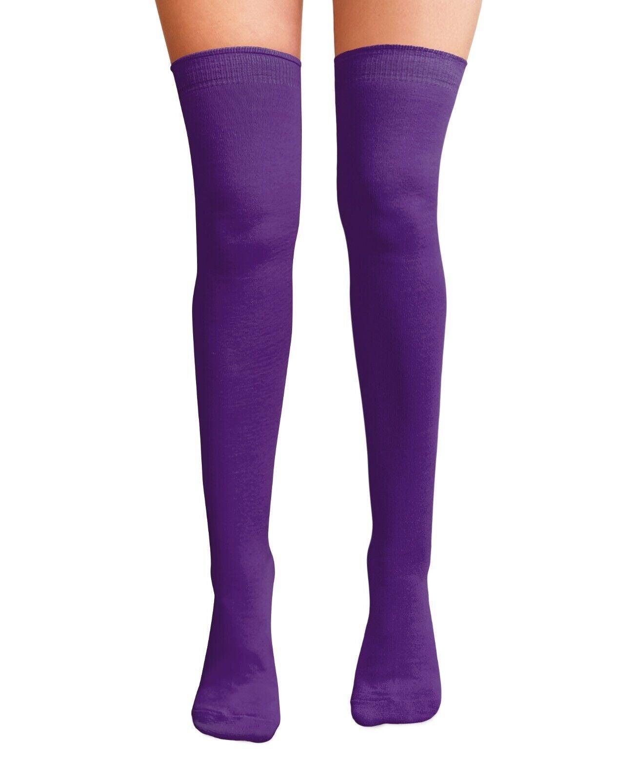 Womens Over Knee Socks - Ladies Over the Knee Socks Thigh High Socks Made With Tights Fabric Purple Apparel & Accessories - Tophatter Daily Deals