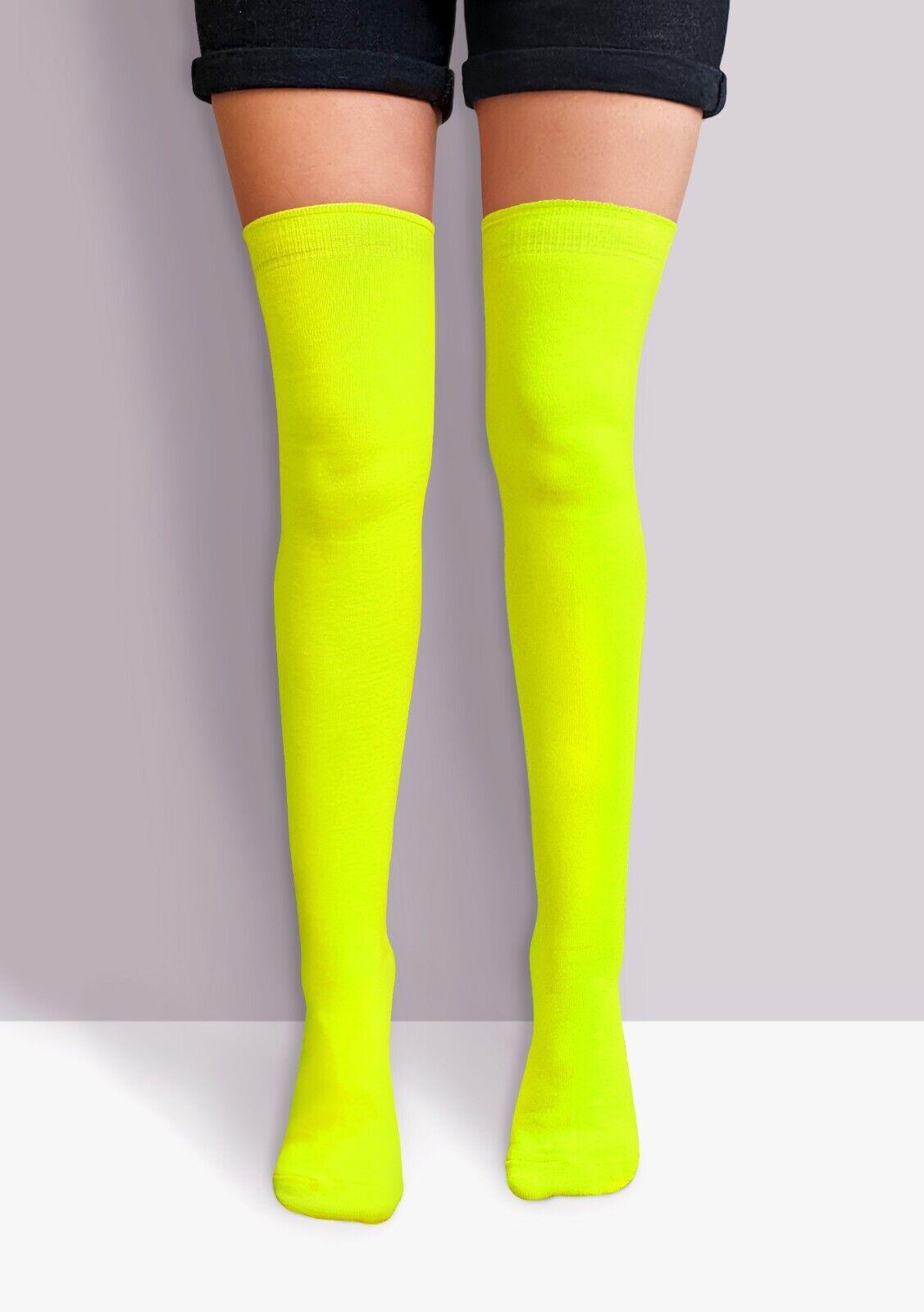 Womens Over Knee Socks - Ladies Over the Knee Socks Thigh High Socks Made With Tights Fabric Yellow Apparel & Accessories - Tophatter Daily Deals