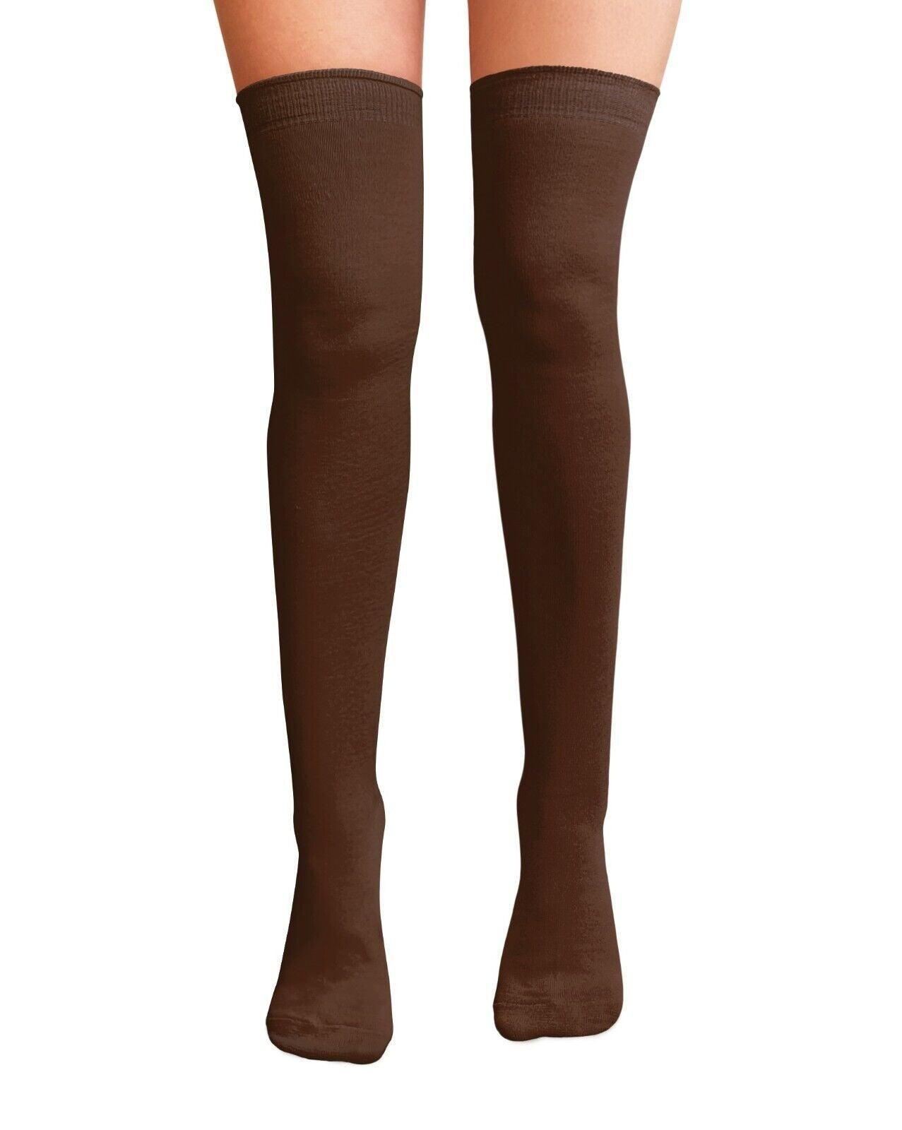 Womens Over Knee Socks - Ladies Over the Knee Socks Thigh High Socks Made With Tights Fabric Coffee Apparel & Accessories - Tophatter Daily Deals