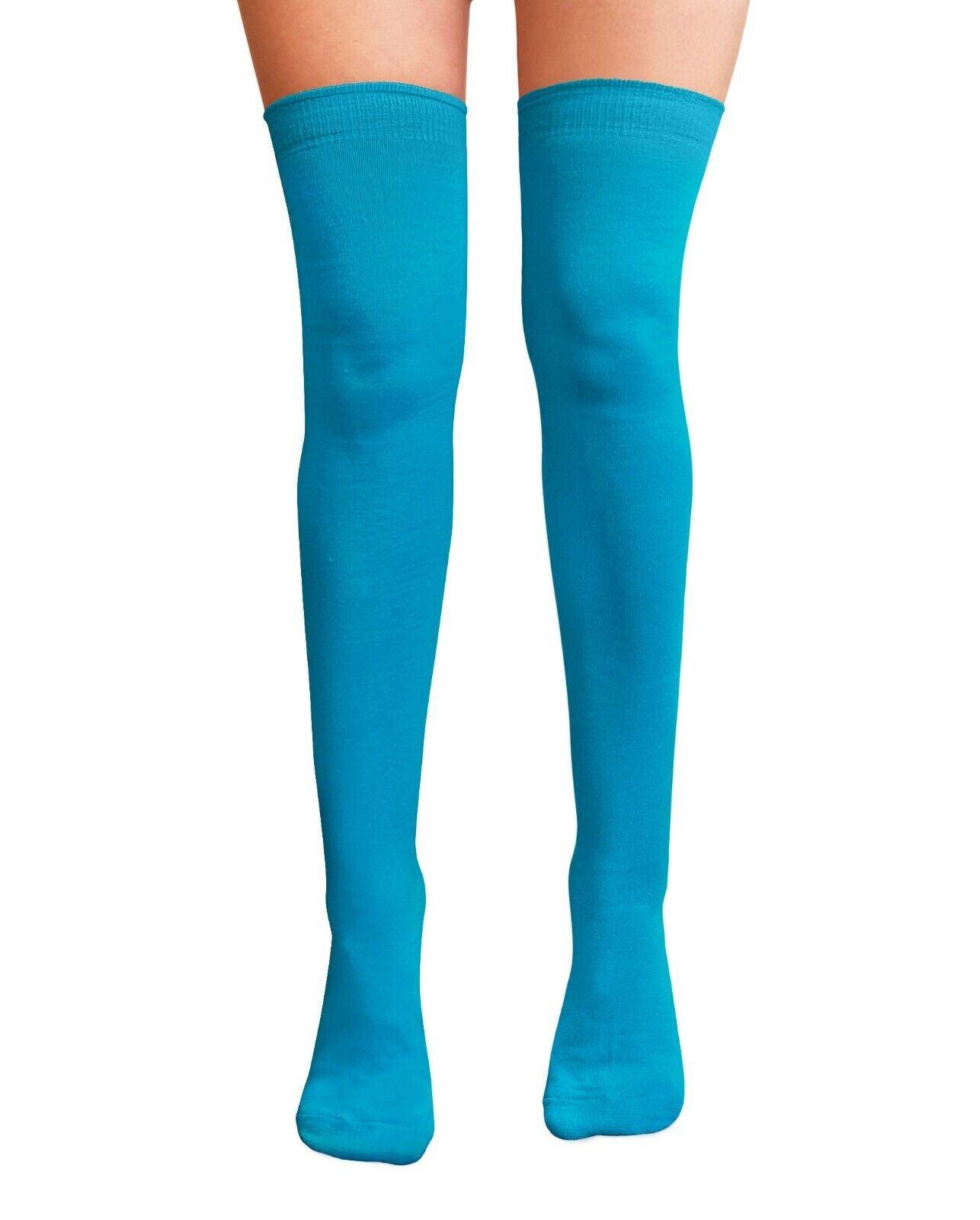 Womens Over Knee Socks - Ladies Over the Knee Socks Thigh High Socks Made With Tights Fabric Light Blue Apparel & Accessories - Tophatter Daily Deals