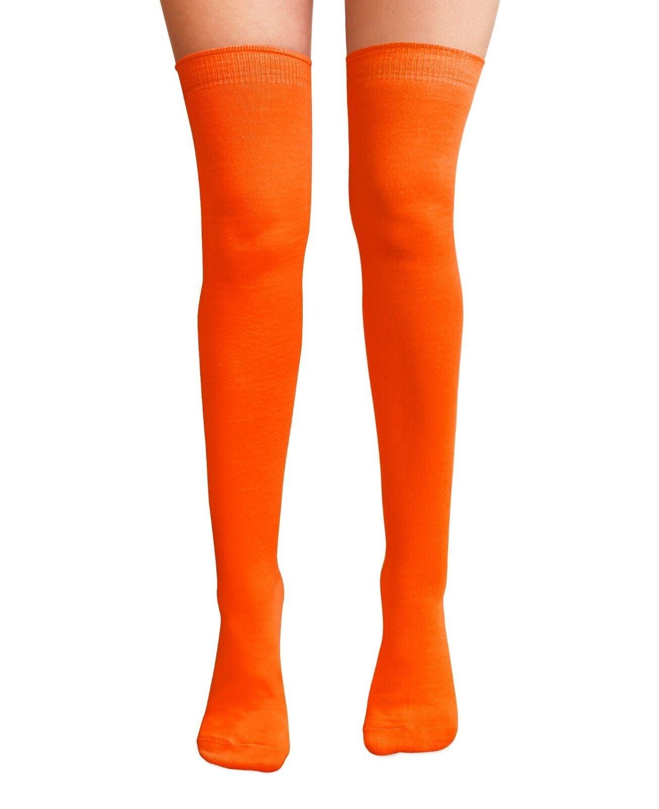 Womens Over Knee Socks - Ladies Over the Knee Socks Thigh High Socks Made With Tights Fabric Orange Apparel & Accessories - Tophatter Daily Deals