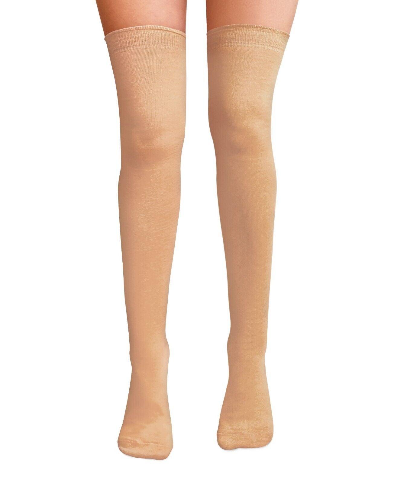 Womens Over Knee Socks - Ladies Over the Knee Socks Thigh High Socks Made With Tights Fabric Beige Apparel & Accessories - Tophatter Daily Deals