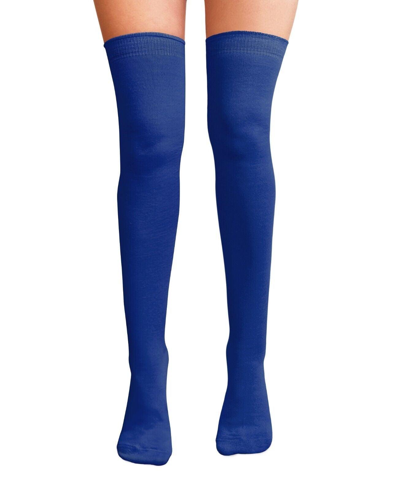 Womens Over Knee Socks - Ladies Over the Knee Socks Thigh High Socks Made With Tights Fabric Blue Apparel & Accessories - Tophatter Daily Deals