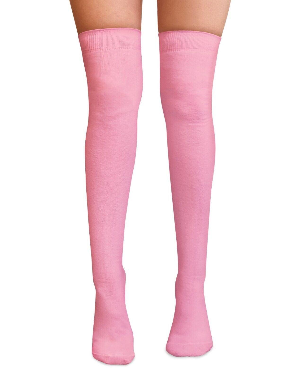 Womens Over Knee Socks - Ladies Over the Knee Socks Thigh High Socks Made With Tights Fabric Pink Apparel & Accessories - Tophatter Daily Deals