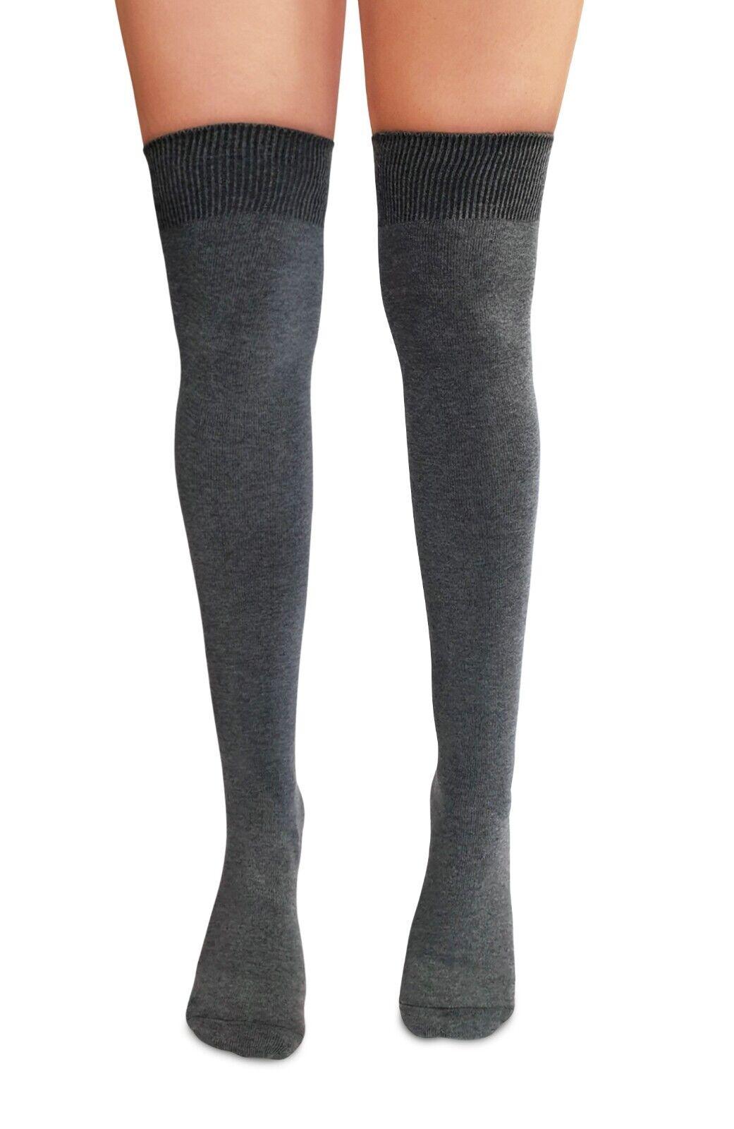 Womens Over Knee Socks - Ladies Over the Knee Socks Thigh High Socks Made With Tights Fabric Grey Apparel & Accessories - Tophatter Daily Deals