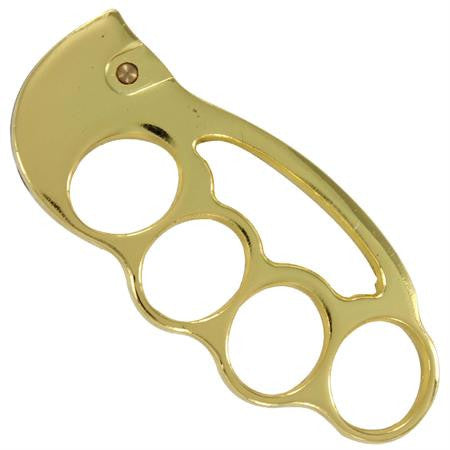 Fighter Knuckles with Automatic Karambit Knife Gold Paperweight Knife-Auto - Tophatter Daily Deals