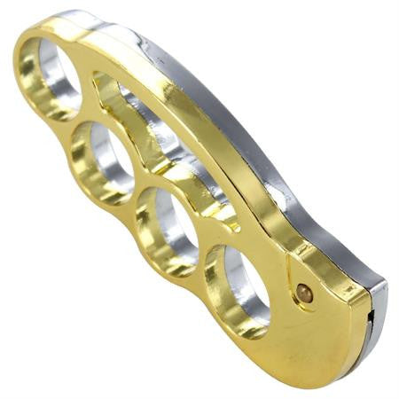 Fighter Knuckles with Automatic Karambit Knife Chrome/Gold Paperweight Knife-Auto - Tophatter Daily Deals