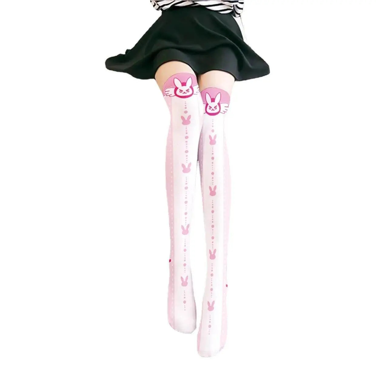 Overwatch D.Va Cartoon Printed Knee Length Socks Lolita Cute Anime Stockings Cosplay Clothing Accessories Long Socks - Tophatter Daily Deals