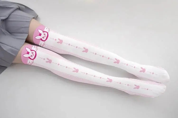 Overwatch D.Va Cartoon Printed Knee Length Socks Lolita Cute Anime Stockings Cosplay Clothing Accessories Long Socks - Tophatter Daily Deals